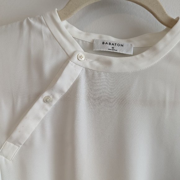 Babaton semi-sheer white blouse with butterfly sleeves - Picture 2 of 4